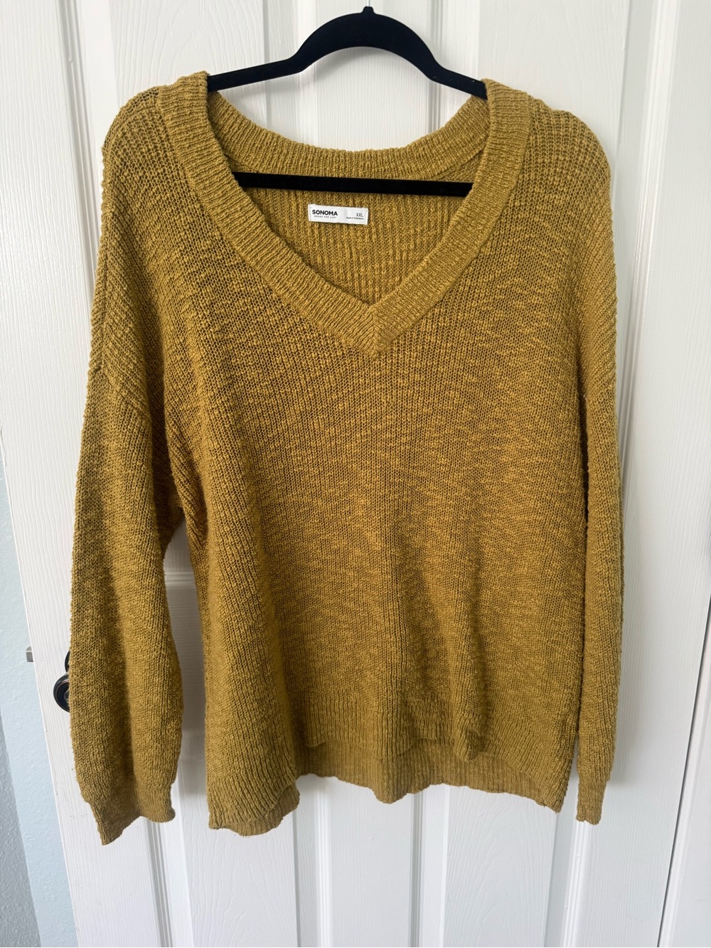 Sonoma Mustard Knit V-Neck Sweater | XXL